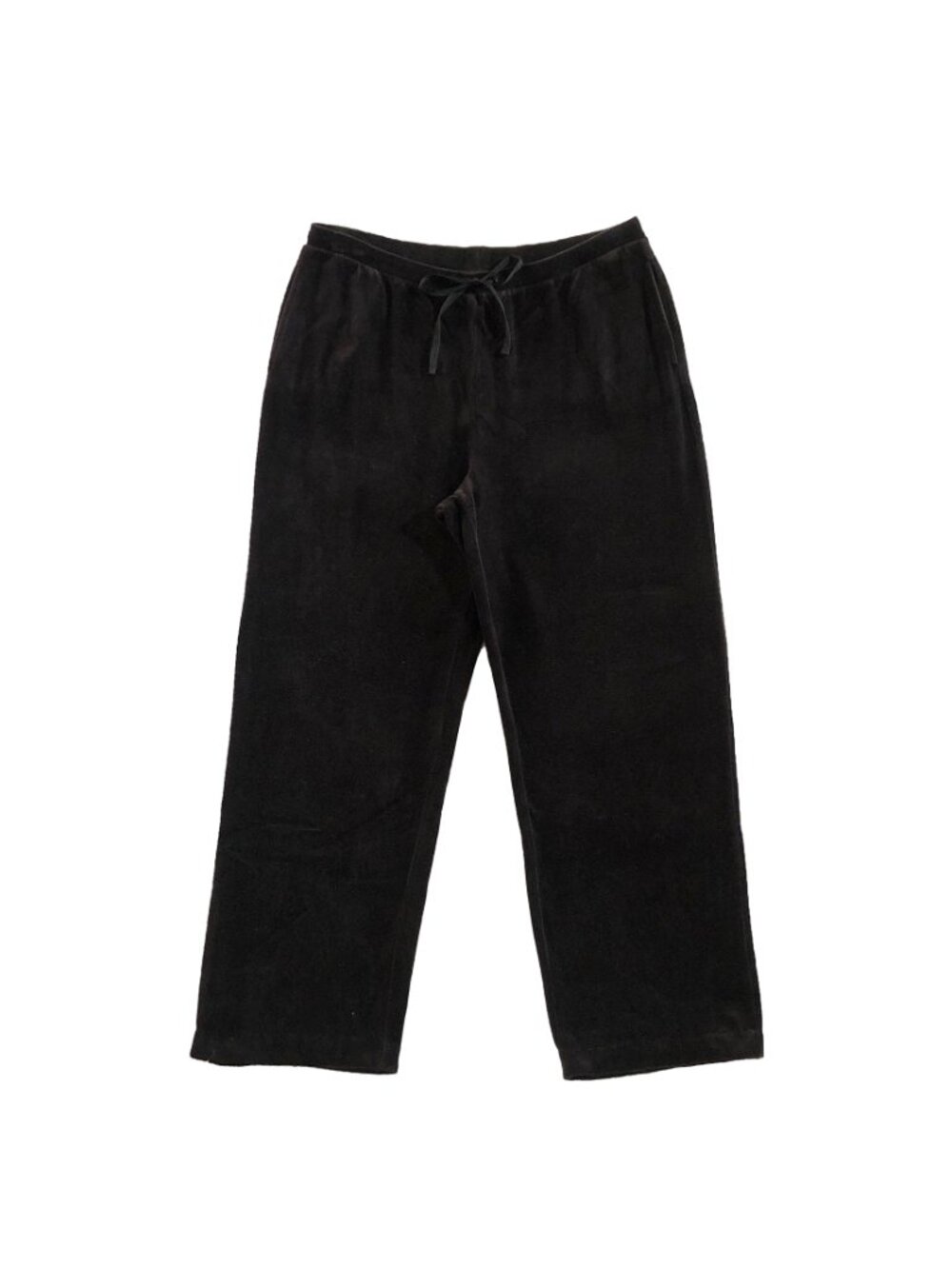 JM Collection Pants Womens L Black Corduroy Pull On Elastic Waist Straight Leg